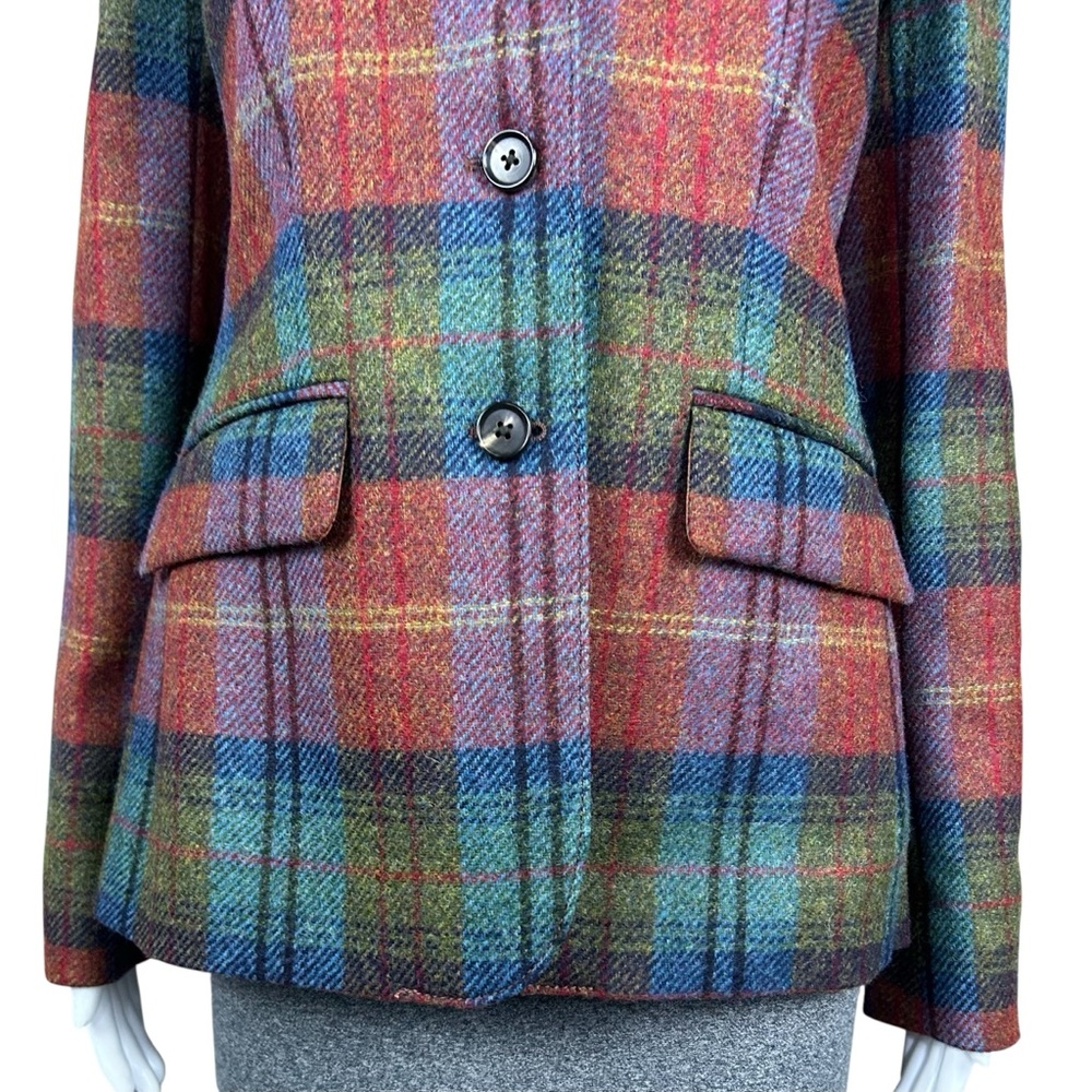 Brooks Brothers Moon Tweed Plaid Wool  Blazer Size 4 Elbow Patch Equestrian NWT - Picture 8 of 16